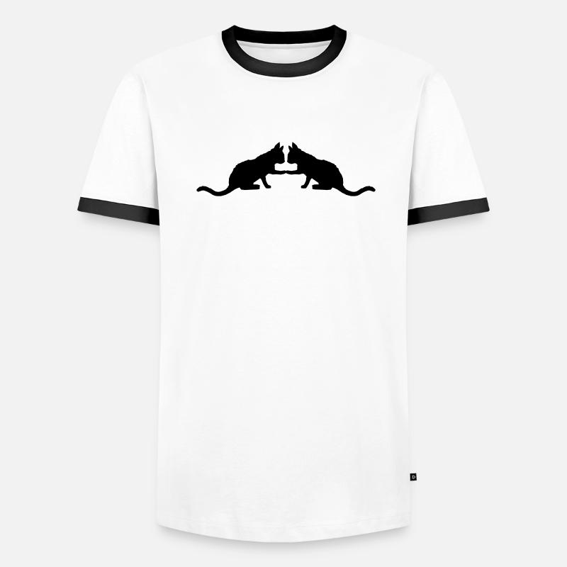 Silhouette 2 chats mignons T-shirt contrasté Homme