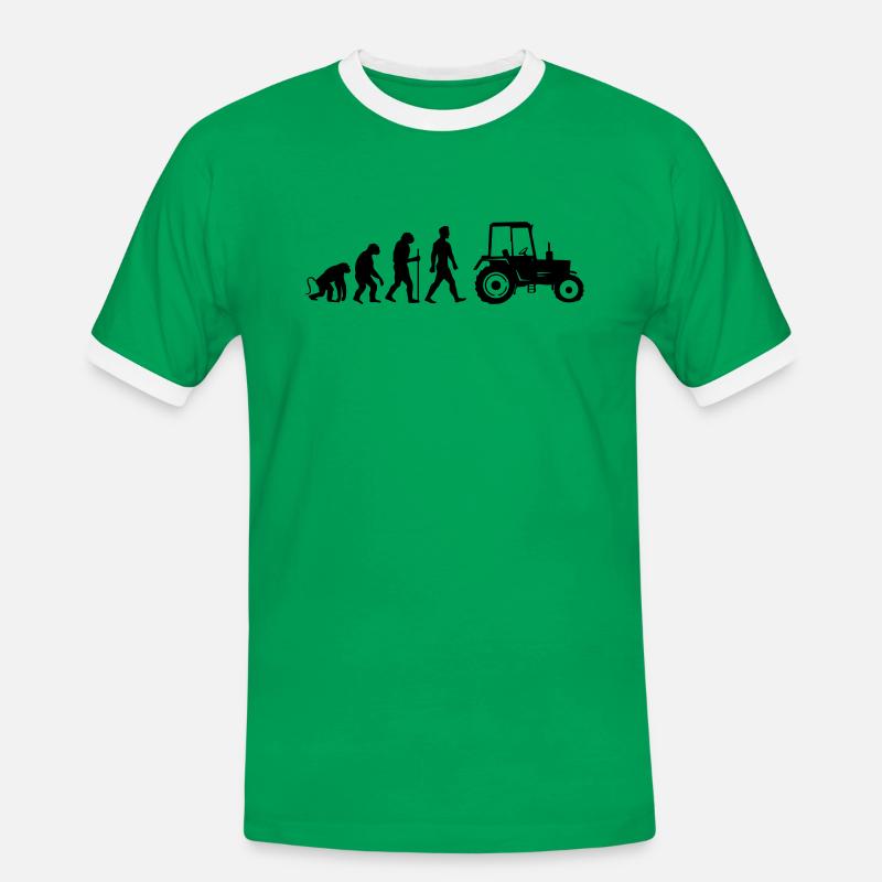 traktor evolution - Männer Kontrast-T-Shirt - Kelly Green/Weiß