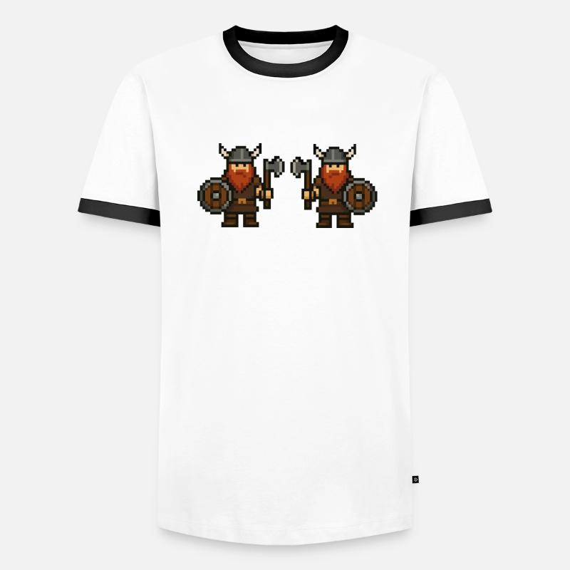 wikinger pixel 2 Männer Kontrast-T-Shirt