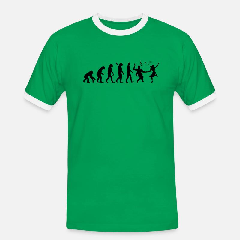 Darwin Evolution to Swing - Schwarz - Männer Kontrast-T-Shirt - Kelly Green/Weiß
