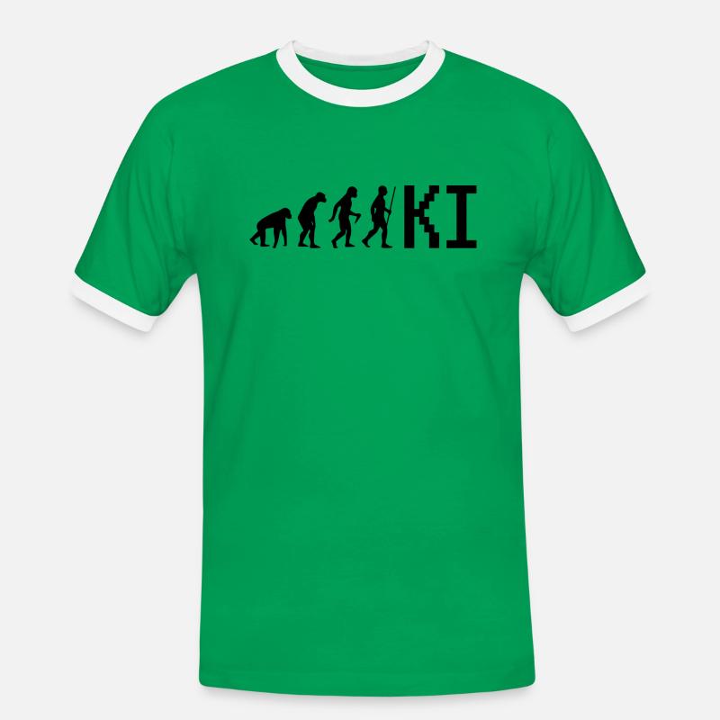 Evolution Computer Geschenk KI - Männer Kontrast-T-Shirt - Kelly Green/Weiß