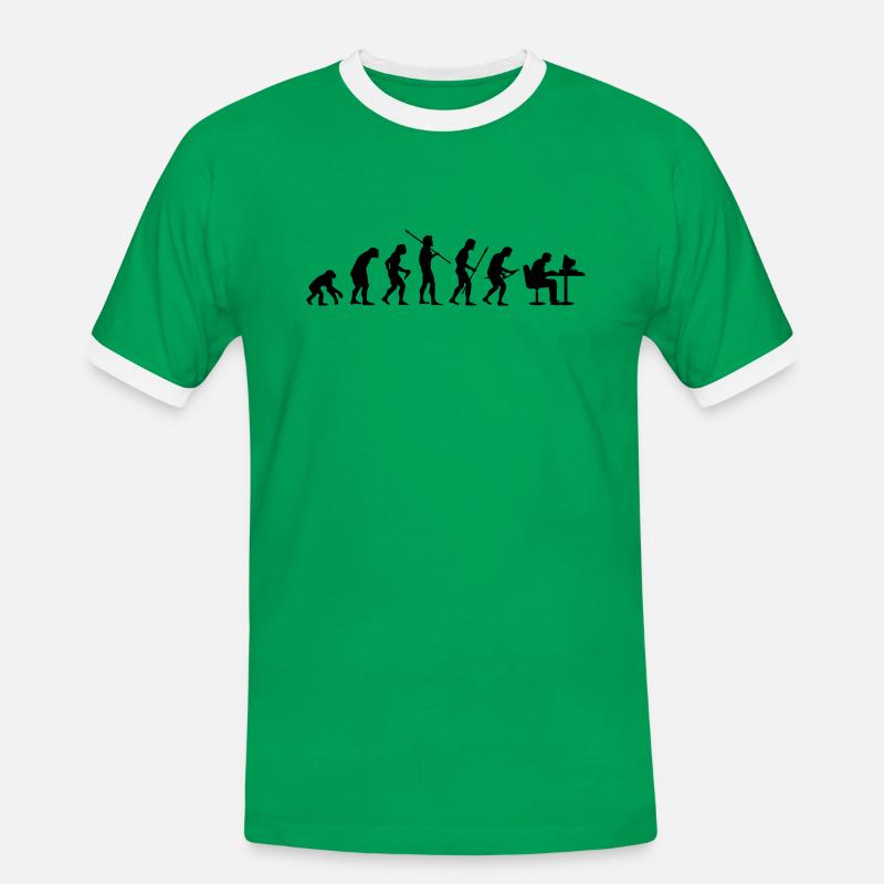 Evolution - Männer Kontrast-T-Shirt - Kelly Green/Weiß