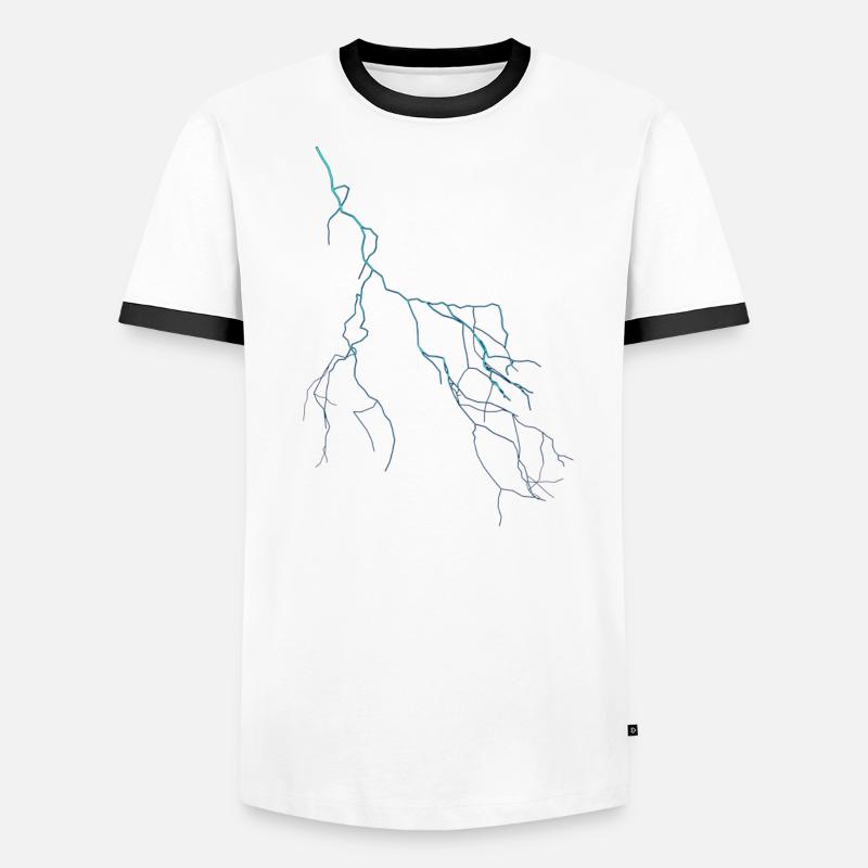 blauer Blitz Flash Gewitter Thunder Donner Männer Kontrast-T-Shirt