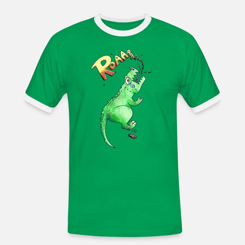 T-rex - Men's Ringer Shirt - kelly green/white