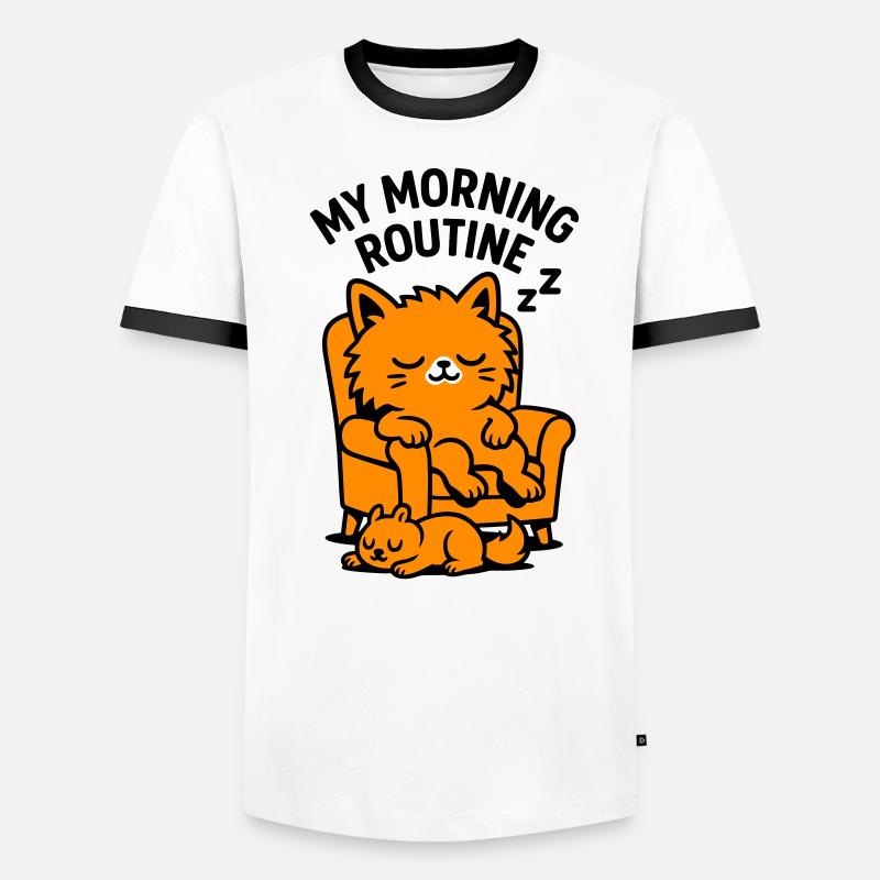 Routine matinale chat T-shirt contrasté Homme