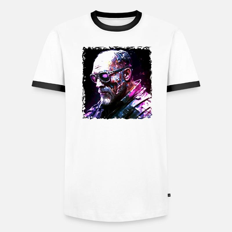 Cyborg, Android und Söldner der Zukunft in Neon Männer Kontrast-T-Shirt