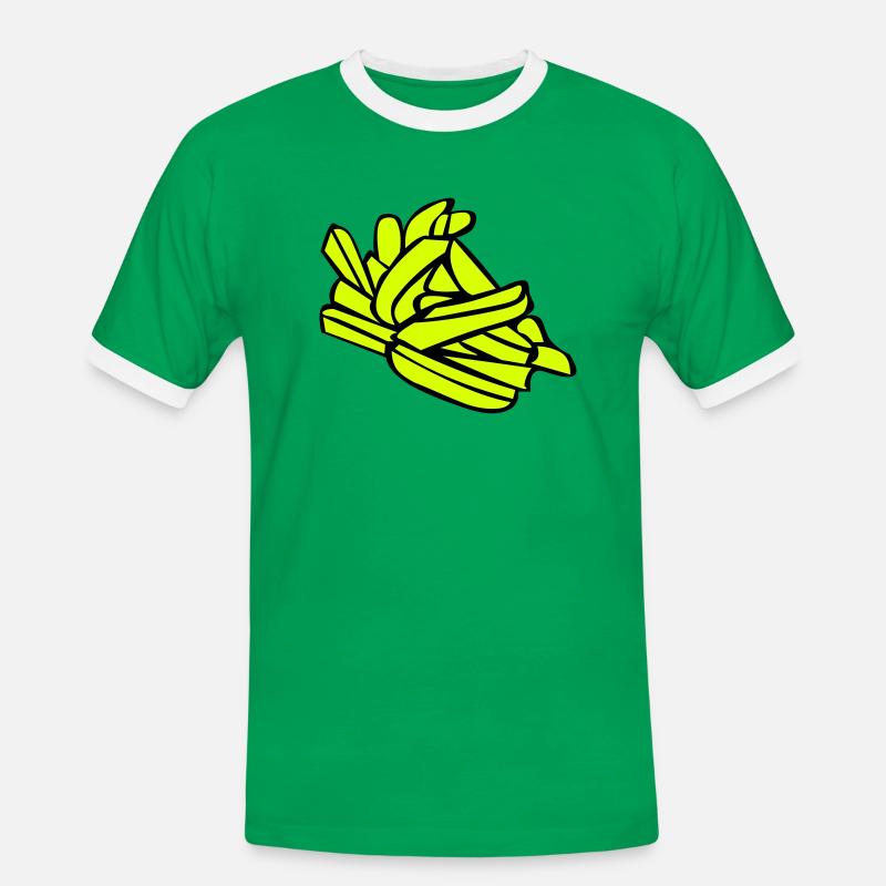 Pommes frites oder Chips - Männer Kontrast-T-Shirt - Kelly Green/Weiß