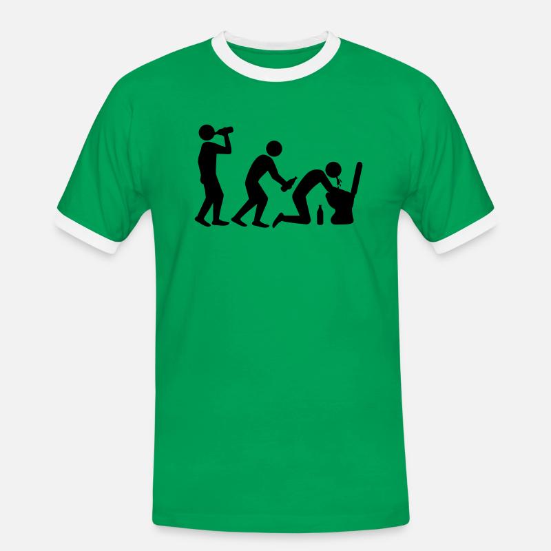 Drunken Evolution - Men's Ringer Shirt - kelly green/white