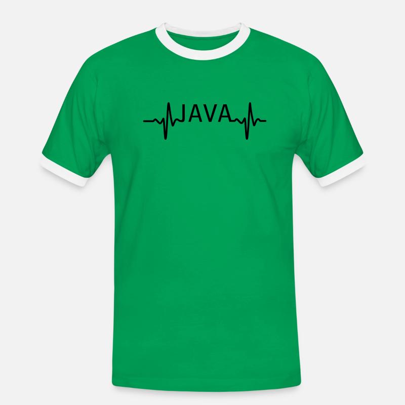 Herzschlag JAVA - Männer Kontrast-T-Shirt - Kelly Green/Weiß