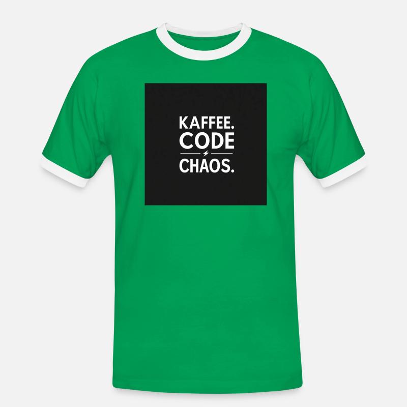 Kaffee, Code, Chaos - Männer Kontrast-T-Shirt - Kelly Green/Weiß