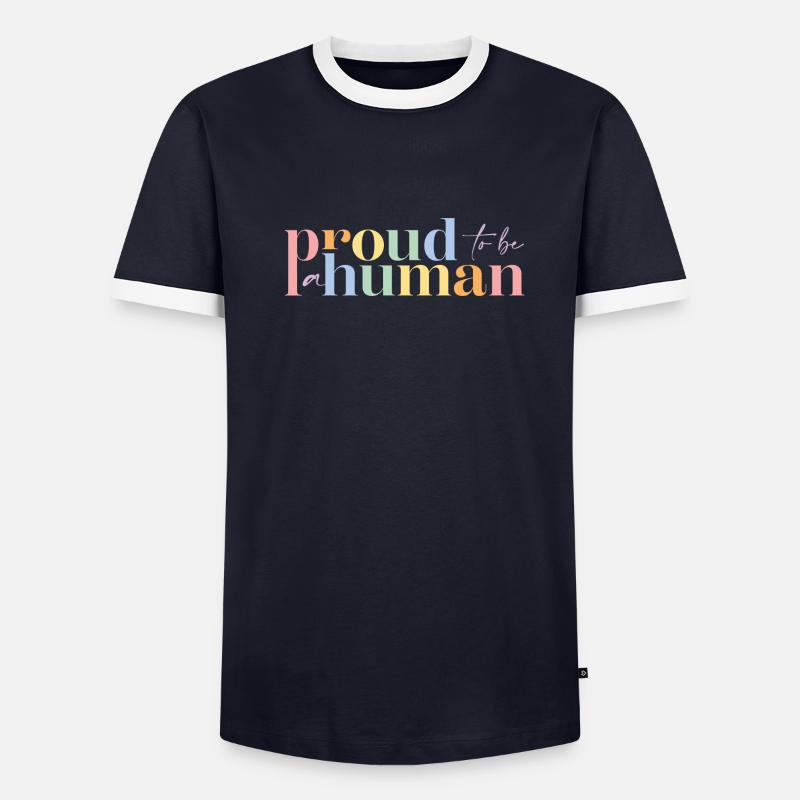 Proud human | Big Front Männer Kontrast-T-Shirt