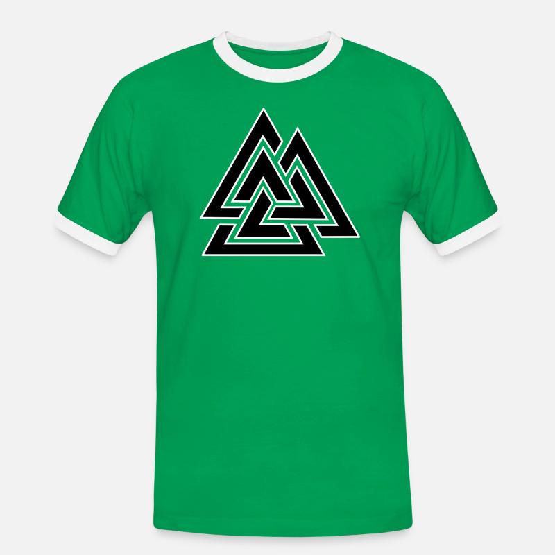 Triangular intertwined pattern - Men's Ringer Shirt - kelly green/white