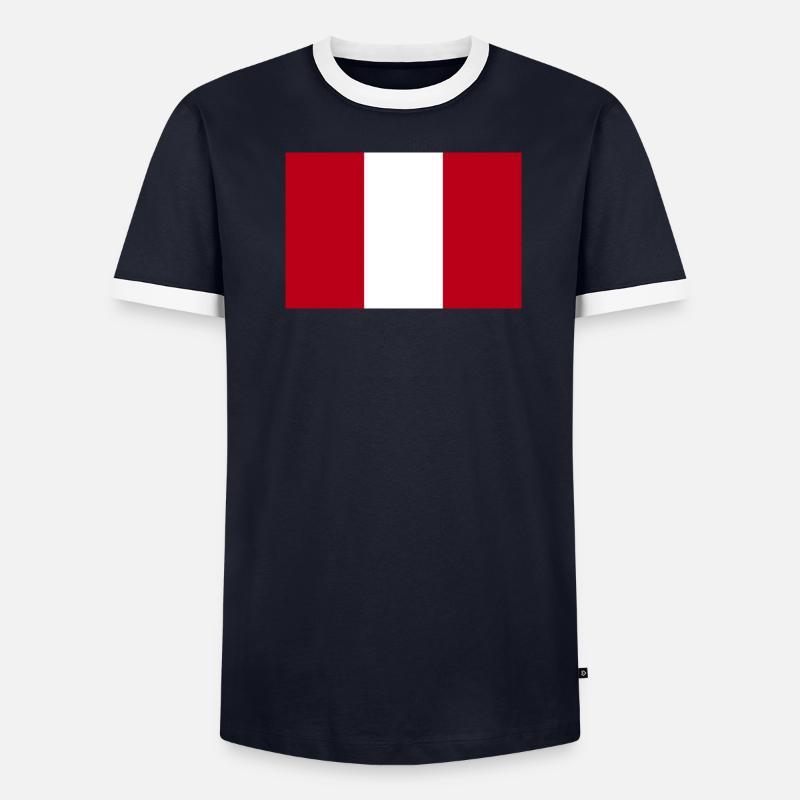 Drapeau national du Pérou T-shirt contrasté Homme