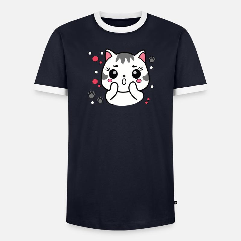 Surprised Cute Cat Men's Ringer Shirt
