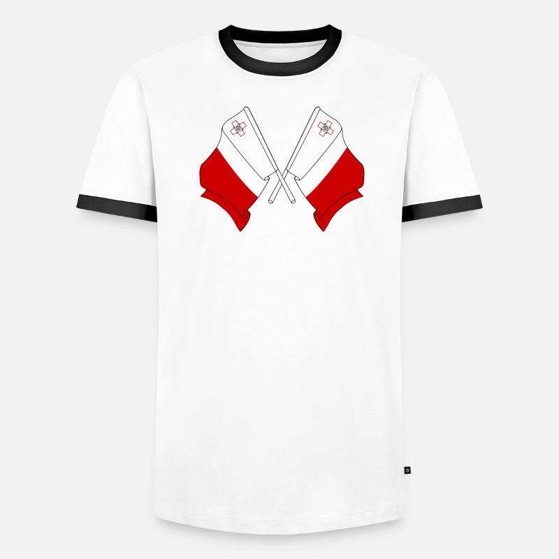 Deux drapeaux Malte T-shirt contrasté Homme