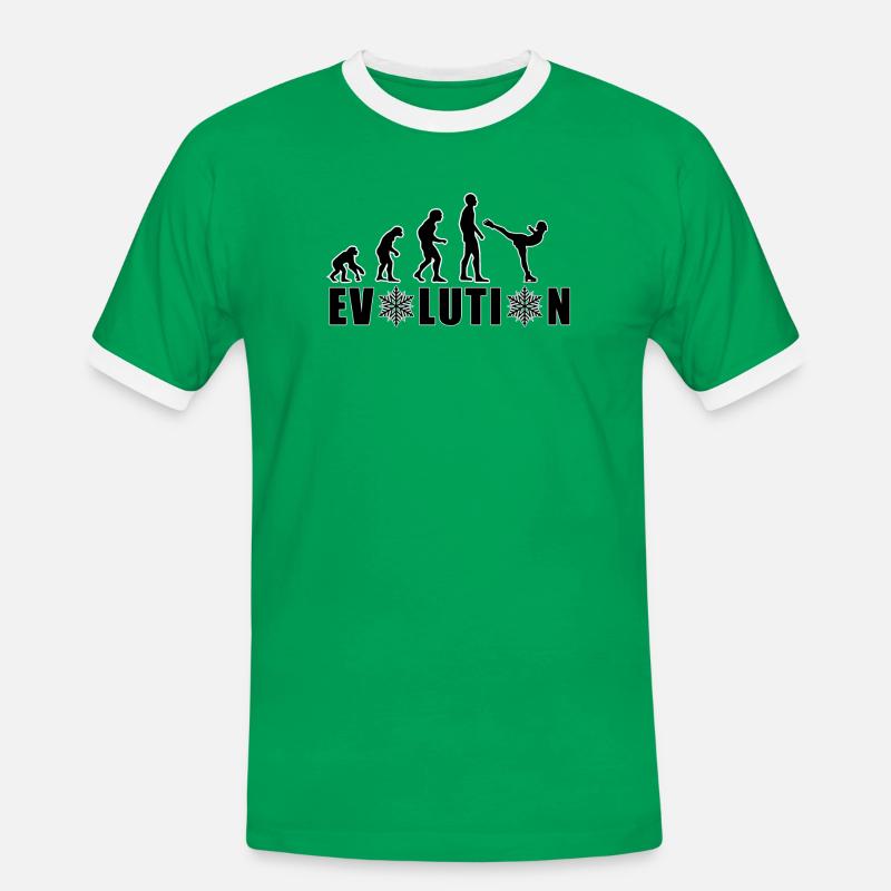 EVOLUTION EISKUNSTLAUF WINTER SCHNEE - Männer Kontrast-T-Shirt - Kelly Green/Weiß