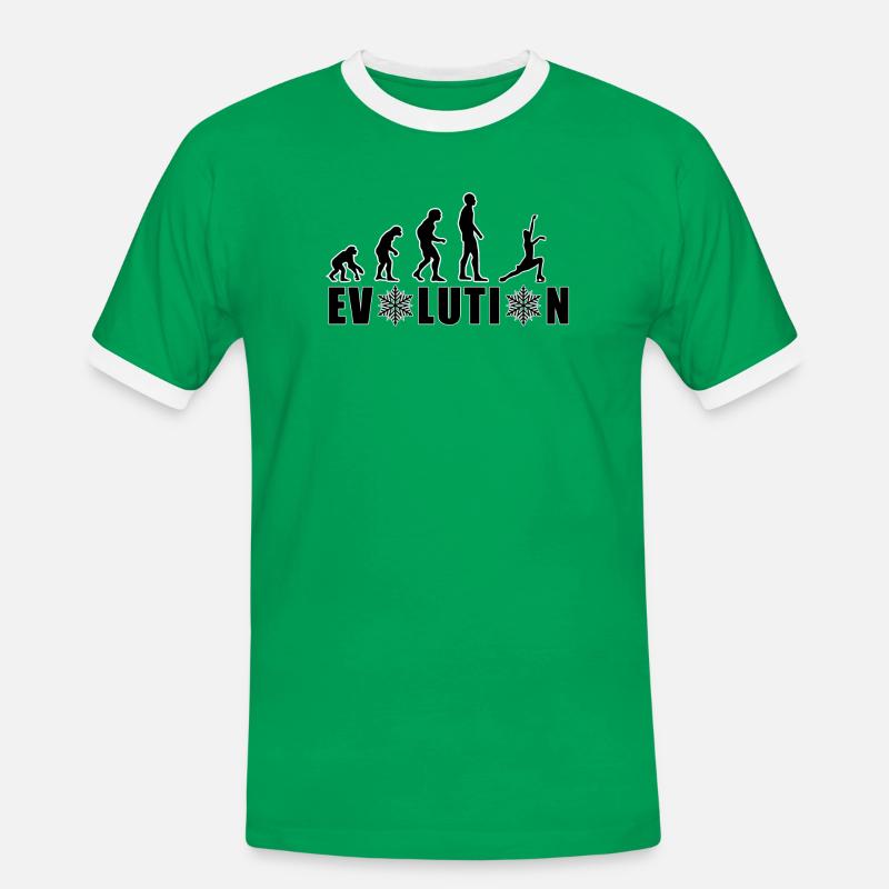 EVOLUTION EISKUNSTLAUF WINTER SCHNEE - Männer Kontrast-T-Shirt - Kelly Green/Weiß