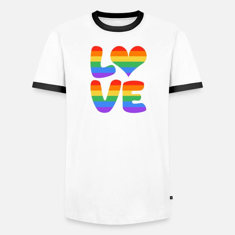 Conception de cœurs arc-en-ciel T-shirt contrasté Homme