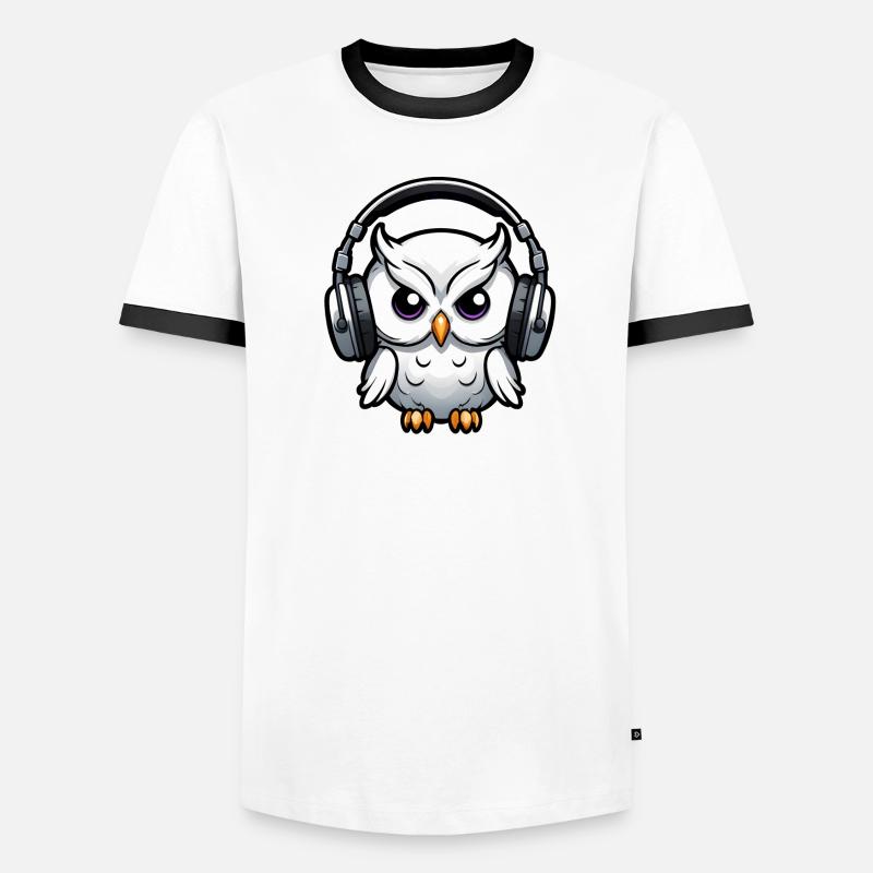 weiße Eule mit Kopfhörern Männer Kontrast-T-Shirt