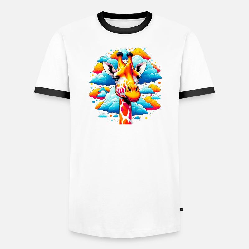 Giraffe with head in cloud clouds Men's Ringer Shirt