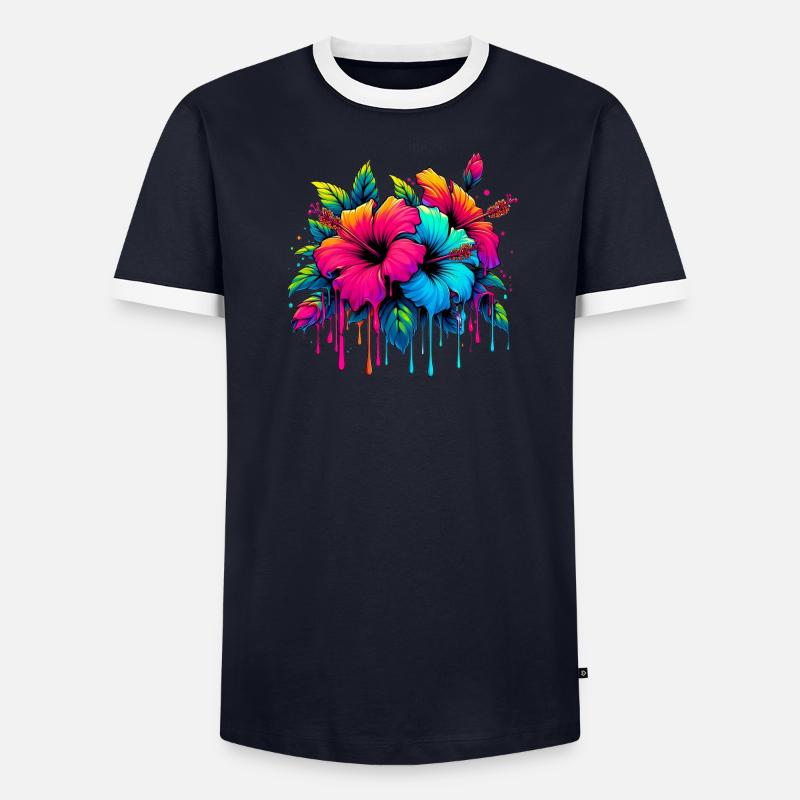 Fleurs d’hibiscus T-shirt contrasté Homme