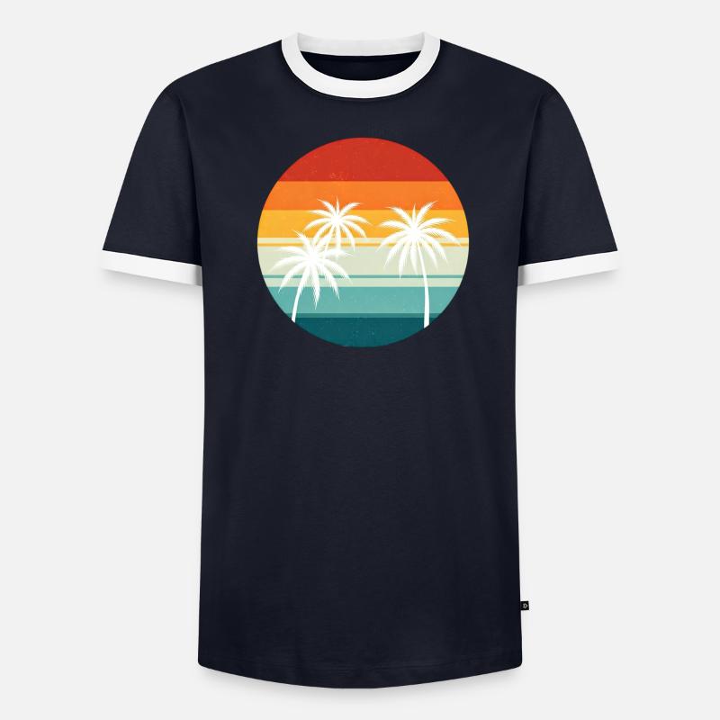 Palmier rétro coucher de soleil T-shirt contrasté Homme