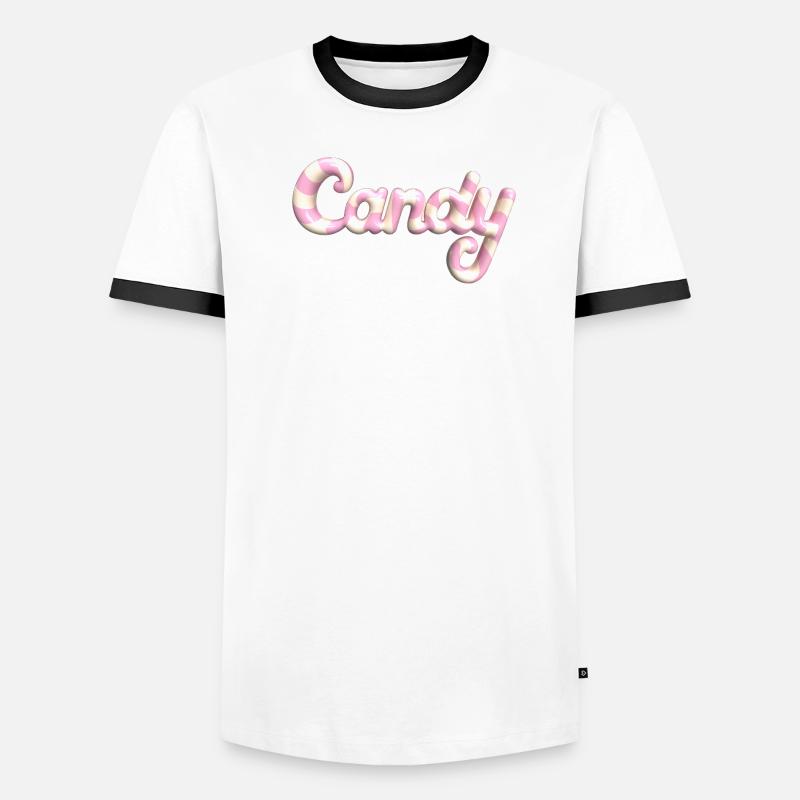 Candy Lettering – 3D Render Candy Style Men's Ringer Shirt