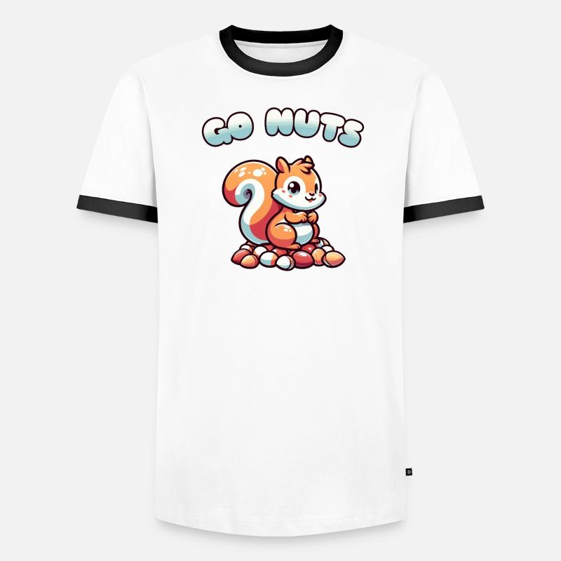 Squirrel Sitting on Nuts Cartoon Tee Men's Ringer Shirt