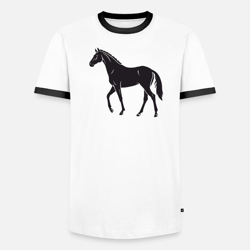 Conception élégante de la silhouette du cheval noir T-shirt contrasté Homme