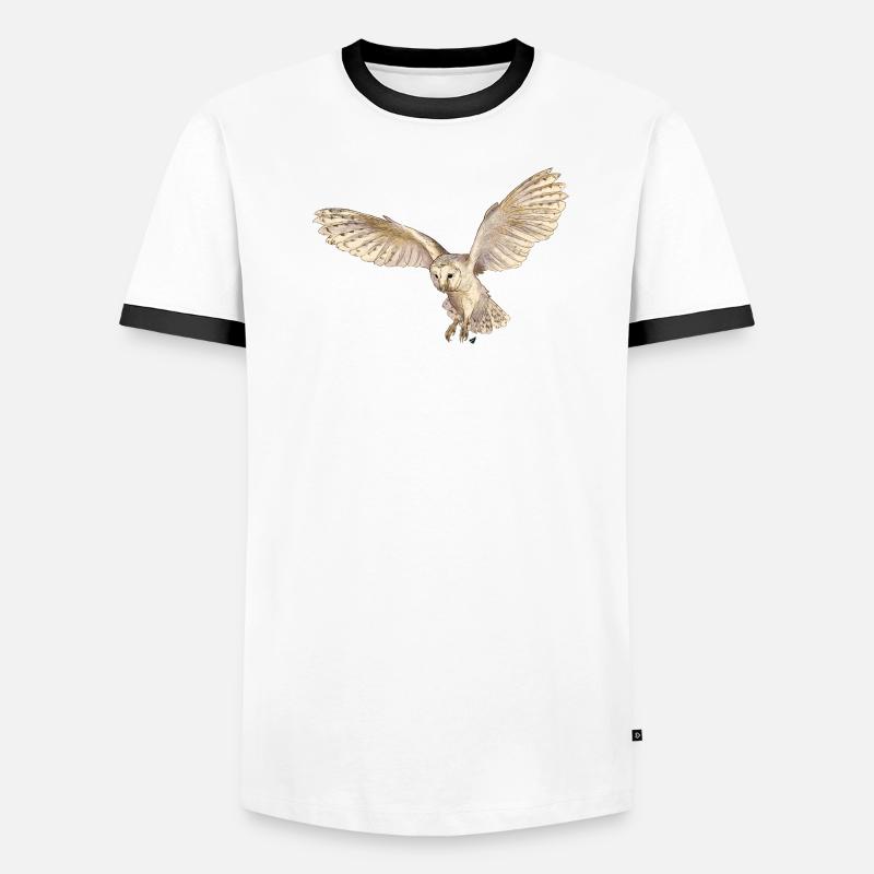 Wunderschöne Schleiereule im Flug Männer Kontrast-T-Shirt