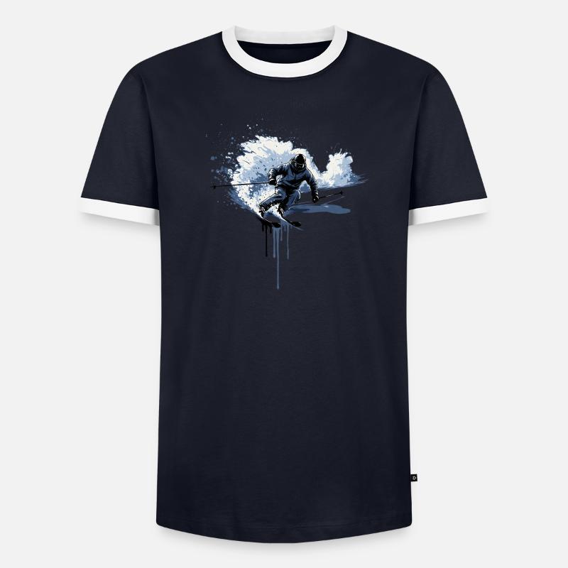Ski Freeride Deep Snow Art Splash Effect Men's Ringer Shirt