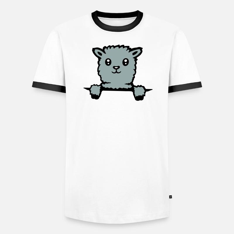 Cute llama fluffy alpaca peeking out Men's Ringer Shirt