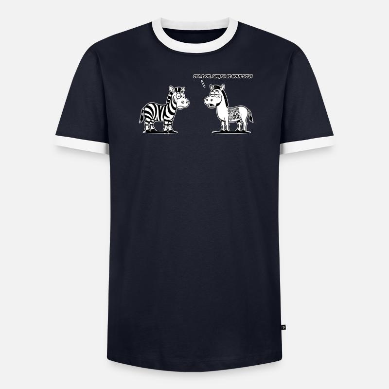 Funny Zebra with QR Code Upgrade Men's Ringer Shirt