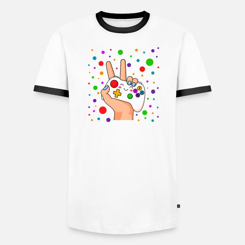 Peace Sign Controller Pop Men's Ringer Shirt