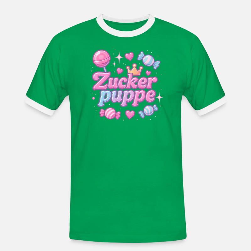 Sugar Doll / Y2K Nickname Statement Design - Men's Ringer Shirt - kelly green/white