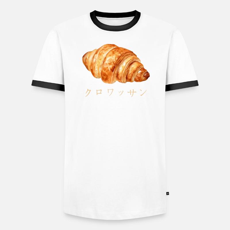 Conception de texte japonais croissant mignon T-shirt contrasté Homme