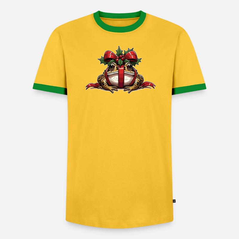 Mistle-Toad Funny Christmas Toad Frog - Men's Ringer Shirt - undefined