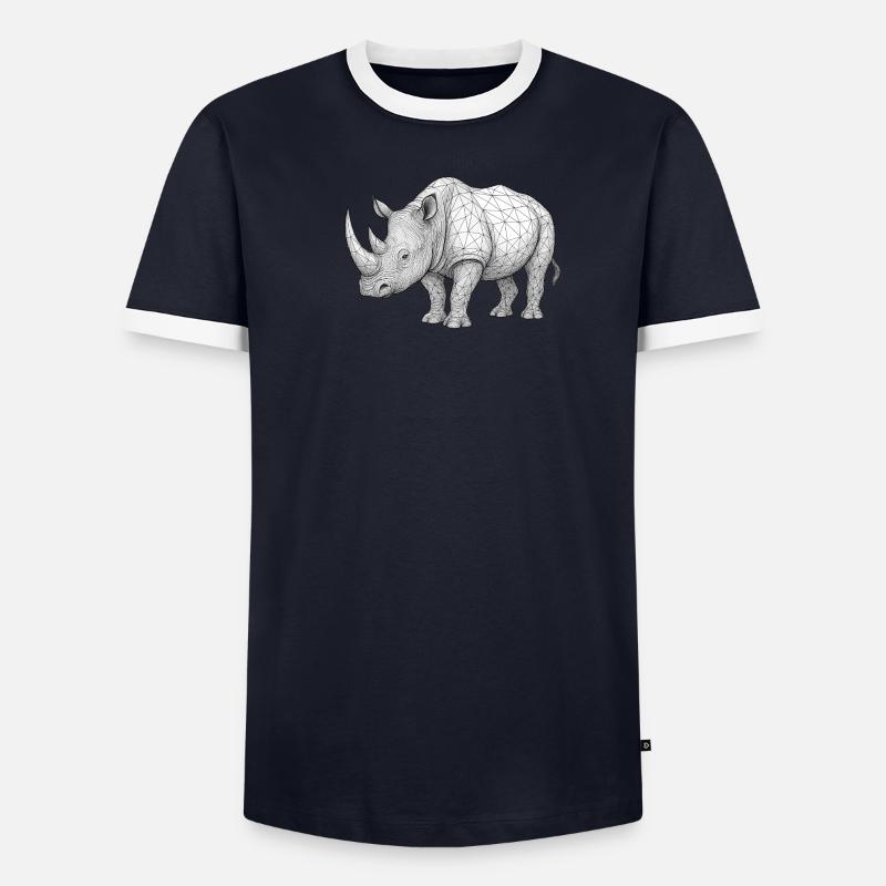 Rhino Wireframe Pattern Men's Ringer Shirt