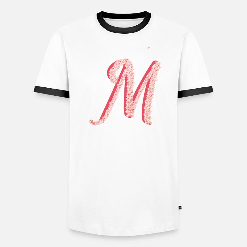 Initial M de fleurs roses T-shirt contrasté Homme