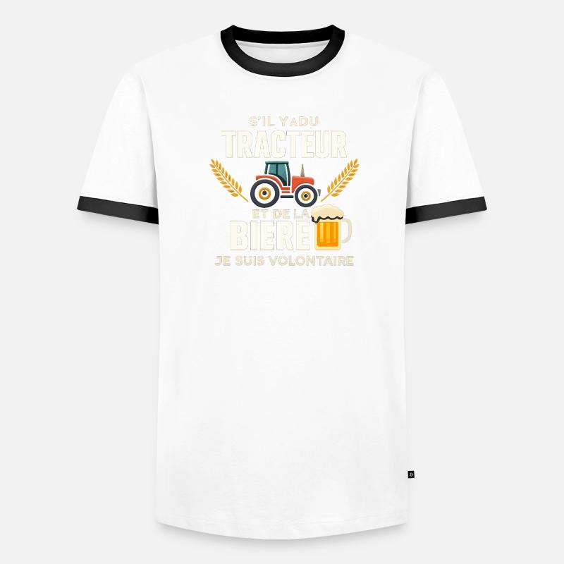 Traktor- und Bierfreiwilliger Männer Kontrast-T-Shirt