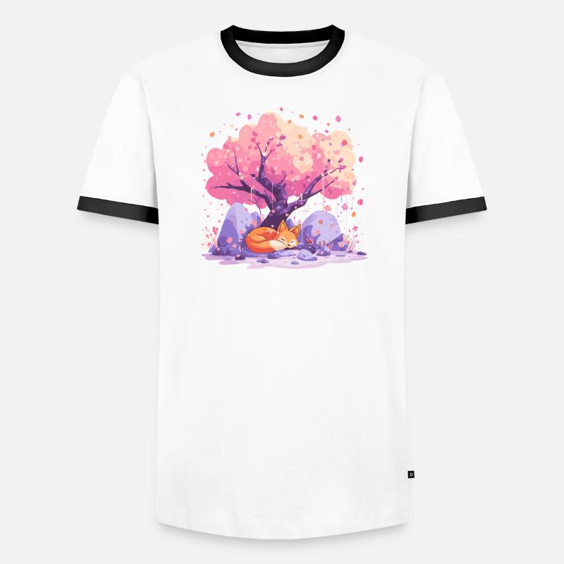 Sleeping fox under cherry tree Men's Ringer Shirt