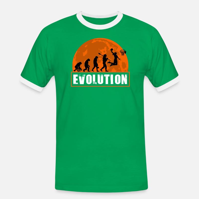 Basketball Evolution Player Dunking Silhouette - Men's Ringer Shirt - kelly green/white