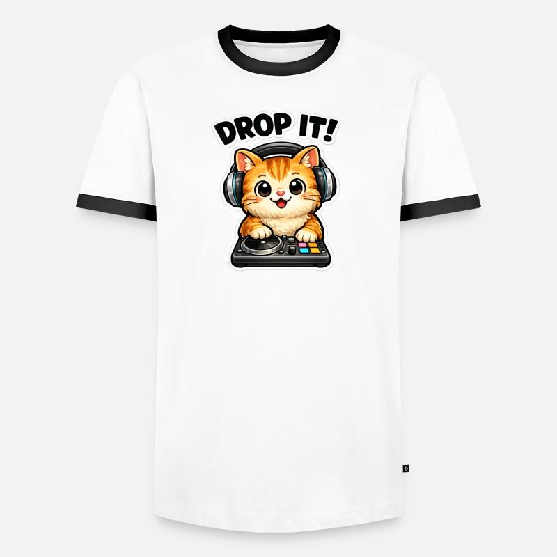 Drop It DJ-Katze Männer Kontrast-T-Shirt