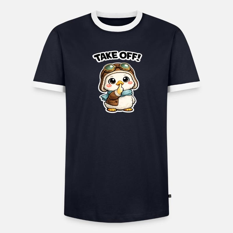 Take Off Penguin Pilot Men's Ringer Shirt