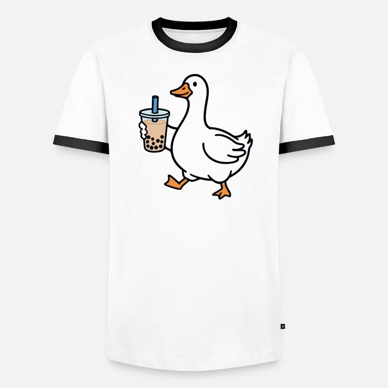 Croaking duck with bubble tea Men's Ringer Shirt