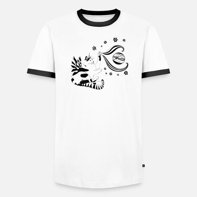 Chat de l’espace dans la danse des planètes T-shirt contrasté Homme