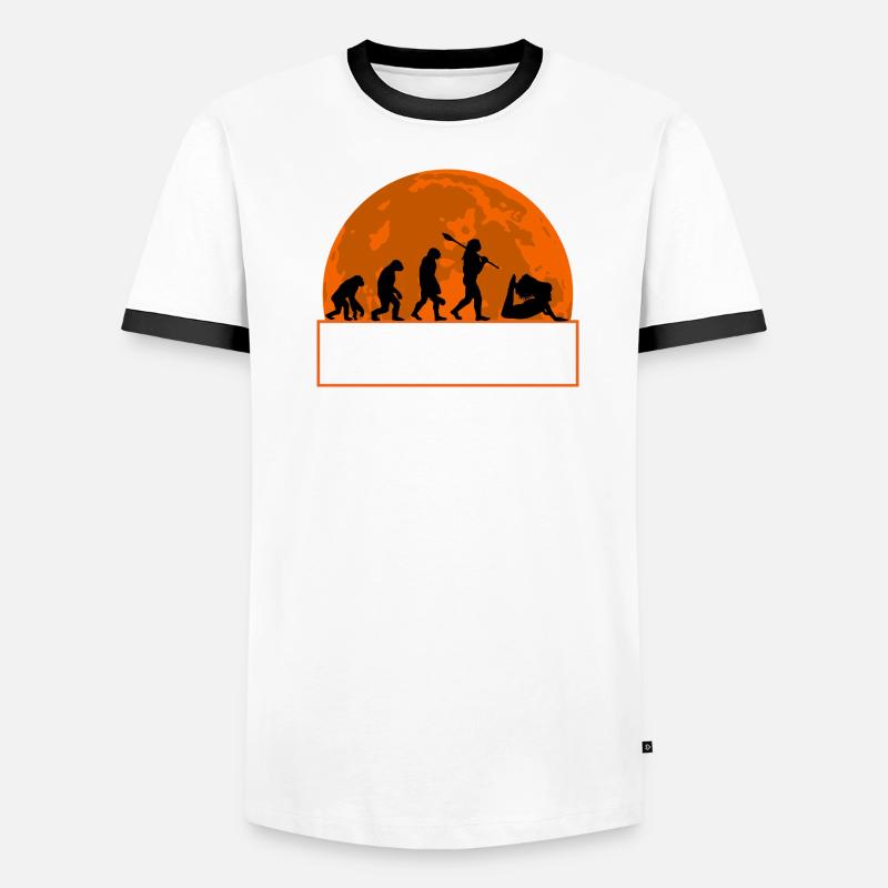 Yoga Evolution Silhouette Sunset Retro Männer Kontrast-T-Shirt