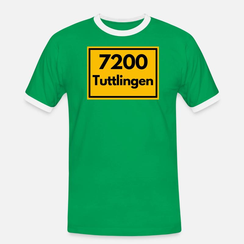 OLD POSTCODE POSTCODE RETRO 7200 TUTTLINGEN - Men's Ringer Shirt - kelly green/white
