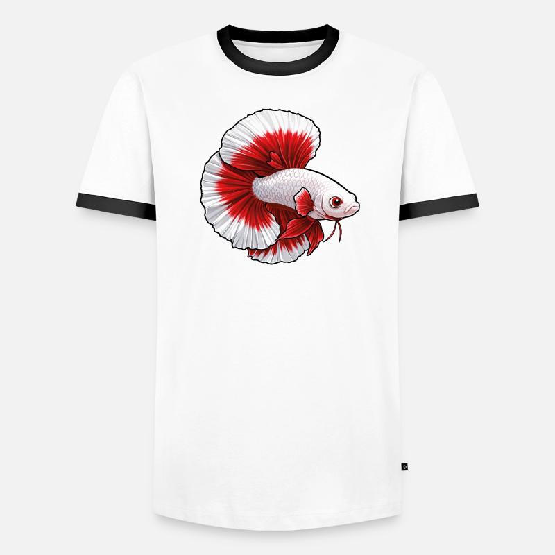 Red White Betta Fish Men's Ringer Shirt