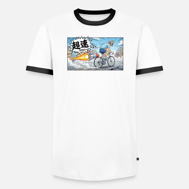 Cycliste à hypervitesse avec explosion de fusée T-shirt contrasté Homme